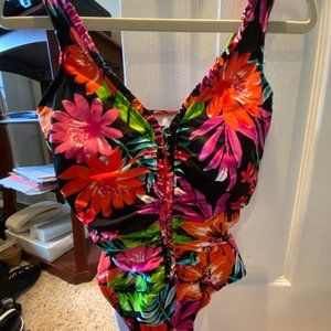 Paradise Bay Multi Floral One Piece Swimsuit Size 14